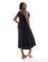 ONLY Curve v neck midi dress in black