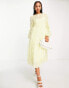 Фото #1 товара ASOS DESIGN tiered midi dress in fluffy texture in pale yellow