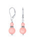 ფოტო #1 პროდუქტის Gemstone Natural Pink Coral Boho Bali Milgrain Edged Beaded Rondel Separator Double Ball Round Drop Dangle Earrings Sterling Silver Lever back