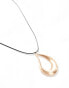 Фото #3 товара ASOS DESIGN necklace with cord and brushed metal oval detail in gold tone