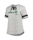 Фото #3 товара Women's Heather Gray New York Jets Plus Size Lace-Up V-Neck T-shirt