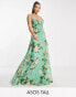 ASOS DESIGN Tall cami wrap maxi dress with lace up back in sage floral