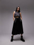 Topshop co-ord satin puff bull maxi skirt in black