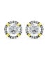 Cubic Zirconia with Black Rhodium Halo Stud Earrings, 18K Gold over Silver