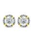 Cubic Zirconia with Black Rhodium Halo Stud Earrings, 18K Gold over Silver
