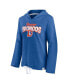 Фото #3 товара Women's Heather Royal Denver Broncos First Team Cropped Lightweight Hooded Top