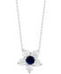 ფოტო #1 პროდუქტის Sapphire (3/8 ct. t.w.) & Diamond (1 ct. t.w.) Flower 18" Pendant Necklace in 14k White Gold