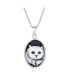 Фото #1 товара Bling Jewelry antique Style Simulated Black Onyx Sitting White Grey Kitten Kitty Cat Portrait Cameo Pendant Necklace For Women Teen .925 Sterling Silver