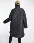 Selected Femme quilted longline coat with funnel neck in black - BLACK