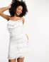 Фото #1 товара ASOS DESIGN tiered mini fringed dress with cross back detail in white