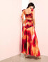 Фото #4 товара ASOS LUXE chiffon tie shoulder cut-out maxi dress in watercolour print