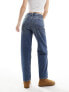 Mango straight leg jeans in mid wash blue