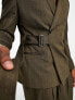 Фото #4 товара ASOS DESIGN slim suit jacket in tonal stripe with belt detail