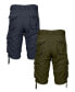 ფოტო #2 პროდუქტის Men's Vintage-Like Cotton Cargo Belted Shorts, Pack of 2