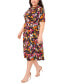 Фото #4 товара Plus Size Printed Collared V-Neck Midi Dress