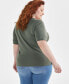 ფოტო #2 პროდუქტის Women's Boat-Neck Elbow Sleeve Cotton Top, XS-4X, Created for Macy's