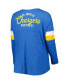 Фото #2 товара Women's Powder Blue Los Angeles Chargers Plus Size Athletic Varsity Lace-Up V-Neck Long Sleeve T-shirt