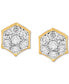ფოტო #3 პროდუქტის Diamond Hexagon Cluster Stud Earrings (2 ct. t.w.) in 10k Gold