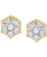 Фото #3 товара Diamond Hexagon Cluster Stud Earrings (2 ct. t.w.) in 10k Gold