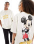 ASOS DESIGN Disney oversized unisex tee in off white with Mickey Mouse graphic prints Бежевый, L - фото #1