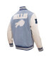 Фото #3 товара Men's Denim Distressed Buffalo Bills Varsity Blues Full-Snap Varsity Jacket