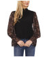 Women's Sheer Printed Long-Sleeve Mock Neck Top