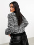 Threadbare Isabella high neck boucle jumper in black and white