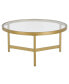 Yara 32" Wide Metal Round Coffee Table with Glass Top