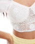 New Look crochet puff sleeve crop top in white