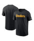 Men's Black Pittsburgh Steelers Primetime Wordmark Essential T-Shirt