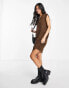 Y.A.S. Diva sleeveless v-neck knitted dress in brown