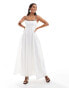 Фото #1 товара Abercrombie & Fitch dipped waist lace maxi dress in white