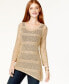 Фото #1 товара Inc International Concepts Women's Crochet Sequin Asymmetrical Sweater Gold XL