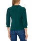 Women's Collared V-Neck Puff Shoulder 3/4-Sleeve Top