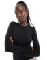 Фото #1 товара Weekday Fine long sleeve t-shirt in black