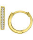 Cubic Zirconia Extra Small Hoop Earrings in 14k Gold, 0.43"