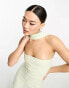 Vesper collar detail bandeau wide leg jumpsuit in sage green