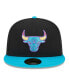 ფოტო #2 პროდუქტის Men's Black, Turquoise Chicago Bulls Arcade Scheme 59FIFTY Fitted Hat