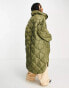 JJXX onion quilted longline coat in khaki