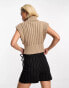 Фото #6 товара Emory Park sleeveless ribbed roll neck jumper in latte