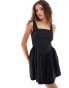 Monki ruched sleeveless mini dress with full hem in black