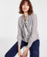 ფოტო #1 პროდუქტის Women's Tie-Neck Long-Sleeve Smocked-Cuff Top, Created for Macy's