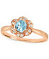 ფოტო #1 პროდუქტის Blueberry Sapphire (1/3 ct. t.w.) & Vanilla Diamond (1/8 ct. t.w.) Flower Halo Ring in 14k Rose Gold