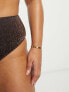 Фото #3 товара South Beach Curve Exclusive high waist bikini bottom in brown metallic