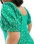 Forever New Curve puff sleeve midi dress in green ditsy floral Grün geblümt, UK 20 - фото #6