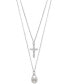 Belle de Mer cultured Freshwater Pearl (8mm) & Cubic Zirconia Cross Layered Necklace in Sterling Silver, 16" + 1" extender