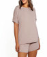 ფოტო #1 პროდუქტის Plus Size Estelle Modal and Lace Short Sleeve Top and Short Pajama, Set of 2