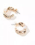 Pieces faux pearl detail hoops in gold