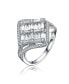 Фото #1 товара Sterling Silver White Gold Plated Square & Clear Cubic Zirconia Fashionista Ring