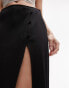 Topshop button split midi skirt in black